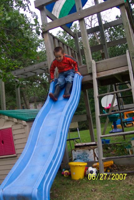 Sliding on the Slides attached to the fort in the playground is always a fun things for kids to do: Having different fun activities will keep the children happy and entertained while on their fishing vacation or family holiday in Northwestern Ontario Canada.