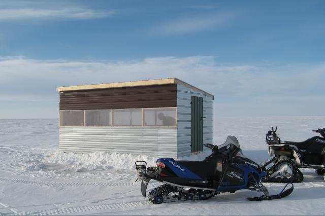 10' x 16' Heated Ice Hut: Ice Fishing on Lake of the Woods is a popular sport especially teamed with snowmobiling and a warm cabin to return to